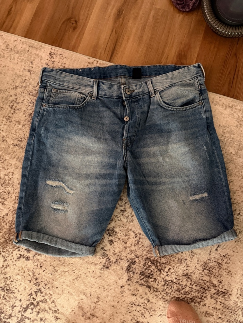 Men's Blue Denim Shorts - Casual Ripped Style